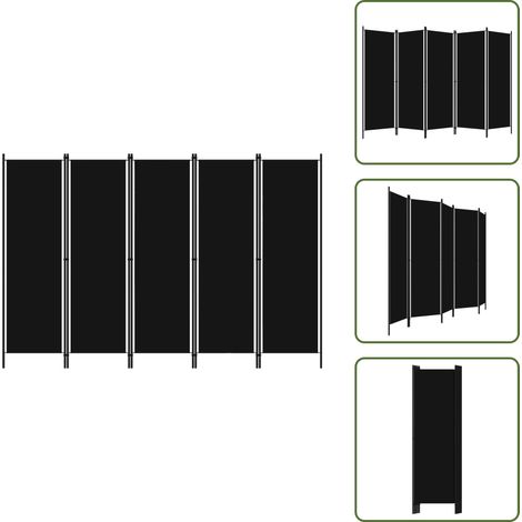 5-tlg. Raumteiler Schwarz 250x180 cm - Raumteiler - Zimmerabtrennung - Schiebetür - Gardine - Dekorationsgegenstand (1/5)