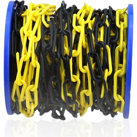 Dörner + Helmer Absperrkette Schwarz/Gelb 25m UV-beständiges Polyethylen Kette für Einfahrten Parkplätze