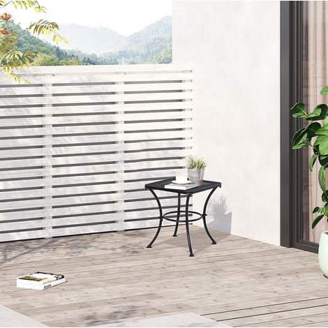 Table d'appoint de jardin noire en métal, 45 x 45 x 50 cm, plateau mesh pratique pour terrasse, balcon et jardin, stable, facile à nettoyer, charge 30 kg CHICFURN (1/5)