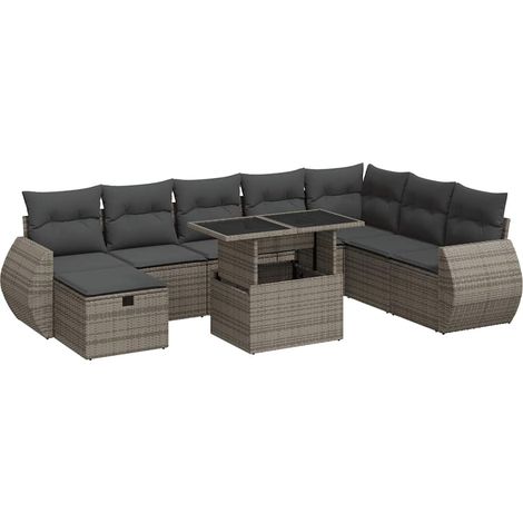 Maison Exclusive - 9-tlg. Garten-Sofagarnitur mit Kissen Grau Pol