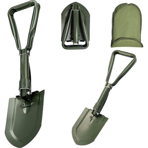 Pelle Pliante 58cm, Pelle à Neige, Pelle Multifonction Extra Stable Haute RÉSistance en Acier Au Carbone Combinaison Pelle De Camping Pliante pour La RandonnÉE en Plein Air Conduite de Voiture (1/5)