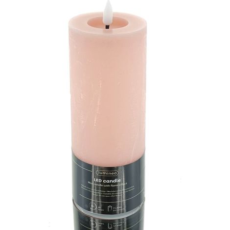 Lumineo LED Wachskerze Pink hellrosa Ø 7 cm Höhe 19 cm - warmweiß (1/3)