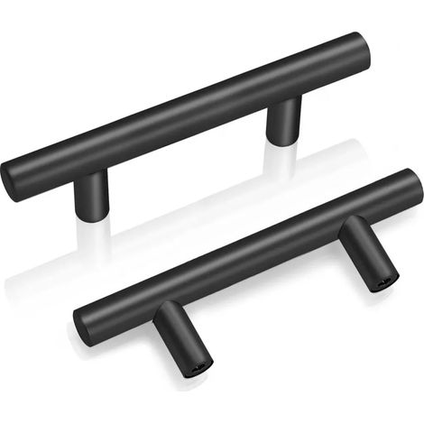 20 Schrankgriffe Schwarz – Edelstahl T-Balken Möbelgriffe, 64mm Lochabstand, für Küchenschubladen (1/5)