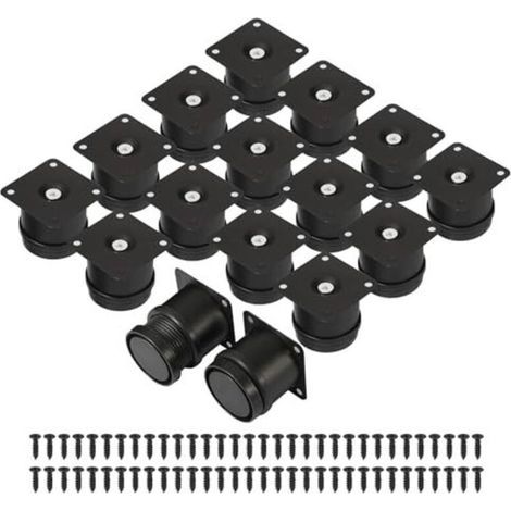 16 pieds de meubles réglables (5 cm - 6,5 cm), pieds de meubles en métal noir avec 64 vis, pieds de meubles de 50 mm pour lit, meuble TV, canapé, bibliothèque, table basse et bureau (1/4)