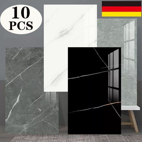 10 stickers adhésifs imitation marbre pour cuisines, salons et salles de bains (gris) (1/5)