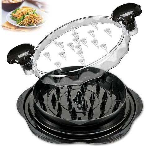 Affettatrice ergonomica per pollo, facile da pulire, con coperchio trasparente e manico antiscivolo, adatta anche per maiale e manzo. (1/5)