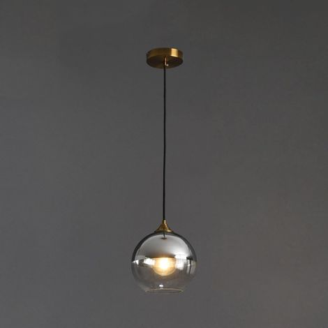 Industrielle Pendelleuchte – 1 Stück – Rauchglas und Metall – Klares Retro-Design – Für Küche und Esszimmer – Durchmesser 20 cm (1/3)