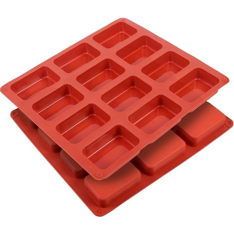Lot de 2 moules à mini-cakes en silicone antiadhésifs-28.00X25.00X2.50CM-Dark Red