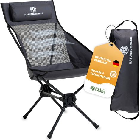 Chaise de camping pliable Cloud Sit Light Ultra légère 2,65 kg et respirante Sac de transport inclus Chaise pliante compacte de 120 kg pour jardin, pêche, extérieur gris (1/5)