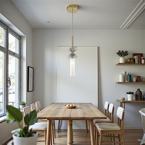 Suspension design – sablier marbre gris & verre blanc ENID (1/5)