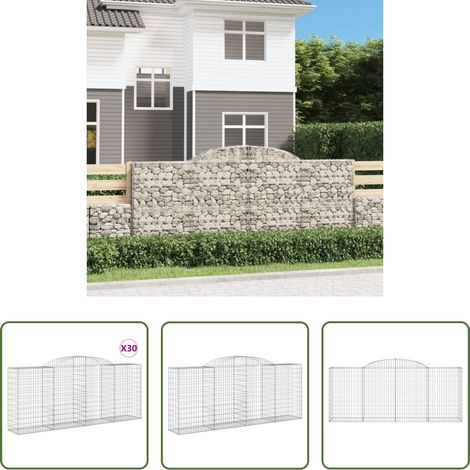 Schalldämmung -  Gabionen mit Hochbogen 30 Stk 300x50x120/140cm Verzinktes Eisen (1/5)
