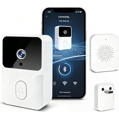 Sonnette sans Fil avec caméra, interphone à Domicile, Sonnette caméra1080p, Surveillance de Vision Nocturne HD (1/5)