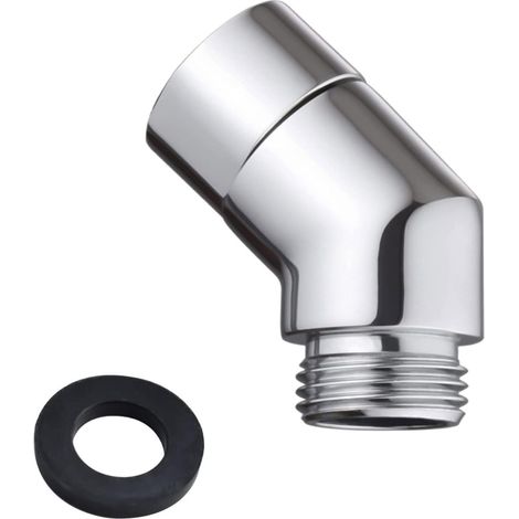 135-degree shower head adapter, shower hose adapter, articulated head, shower corner, shower hose adapter, rubber seal (silver) (1/5)