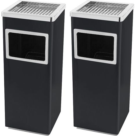 Lot de 2 Poubelle verticale carrée 48L Poubelle de cuisine carrée verticale équipée de porte-cendres seau intérieur amovible 302460cm noir (1/5)