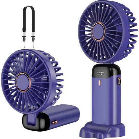 Portable Fan, Mini USB Rechargeable Handheld Fan, Small Pocket Fan with Base, Foldable Desk Fan (1/5)