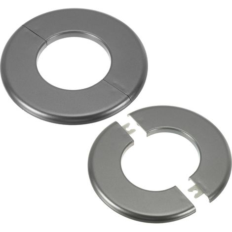 Plaque d'Écussons Auto-Adhésive Ronde en ABS 2.52"/64mm, 2pcs Couverture Murale pour Tuyau d'Eau, Cache Mitigeur Douche Boucles Rosace Robinet Chauffage Plomberie Mural, Gris (1/5)