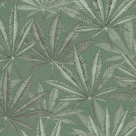 Papel pintado naturaleza Profhome 399841 papel pintado vinílico estampado en caliente tejido non tejido ligeramente texturado con ornamentos florales mate verde verde-luminoso turquesa menta 5,33 m2