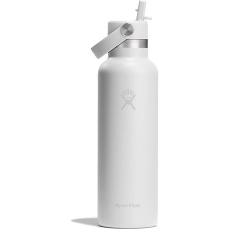 Hydro Flask – Standard Flex Straw Cap 621 ml (21 oz) Bottle – Acciaio Inox, Ermetico, Compatibile con Portabicchieri – Isolato Freddo 24 Ore – White (1/5)