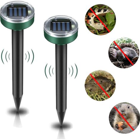 Répulsif solaire ultrasonique contre les taupes, 2 pointes de dissuasion soniques contre les taupes, répulsif contre les campagnols serpent Gopher (1/5)