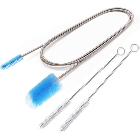 Ensemble de brosses de nettoyage tube de filtre à eau d'aquarium tuyau d'air en acier inoxydable brosse à tuyau double face tube d'aquarium pompe à bouteille roue à poils brosse d'aquarium
