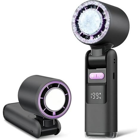 Mini ventilatore，ventilatore con display a LED，funzione di raffreddamento，1-199 velocità del vento，5500 mAh，ufficio (grigio) (1/5)