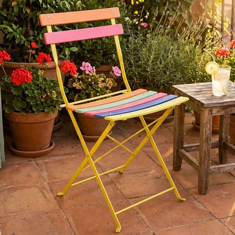 Klappstuhl Bunt Eisen Zusammenklappbar Gartenstuhl mehrfarbig H 77,5 cm (1/5)