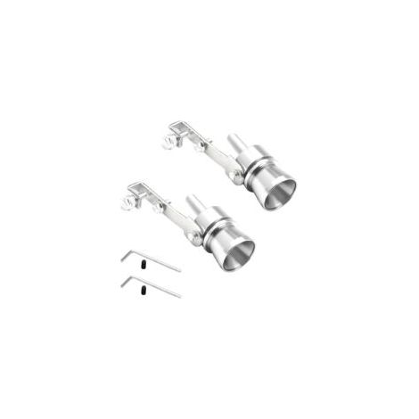 Silbato de escape para coche de 2 piezas, silbato turbo de aleación de aluminio para tubo de escape, silenciador turbo para todos los modelos de vehículos (plateado) (1/4)