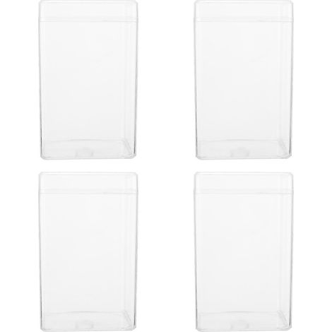 Lot de 4 boîtes de rangement en plastique, vitrine cubique, boîte de présentation en acrylique transparente, boîte anti-poussière-12X7.5X7CM-Transparent