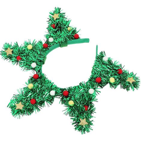 Fascia per capelli con albero di Natale verde, accessorio per feste e servizi fotografici. (1/5)