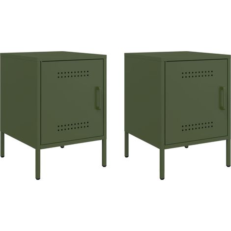 Maison Exclusive - Nachttische 2 Stk. Olivgrün 36x39x50,5 cm Stah