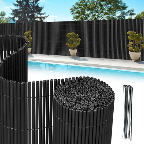 Randaco Frangivista in PVC Effetto Bambù per Giardino e Balcone – Recinzione Oscurante, Frangivento, Schermo Privacy per Balcone e Giardino 90x300cm Grigio