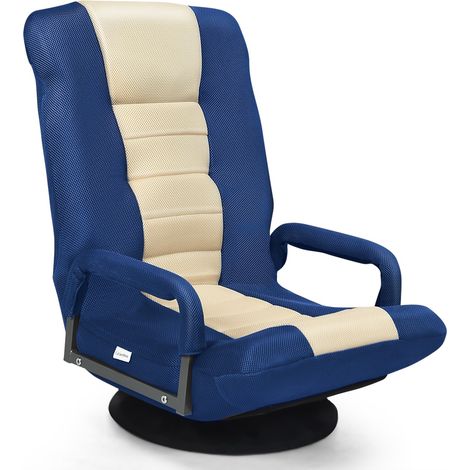 Chaise de sol pivotante 360° pour jeux avec dossier pliable réglable - bleu (1/5)