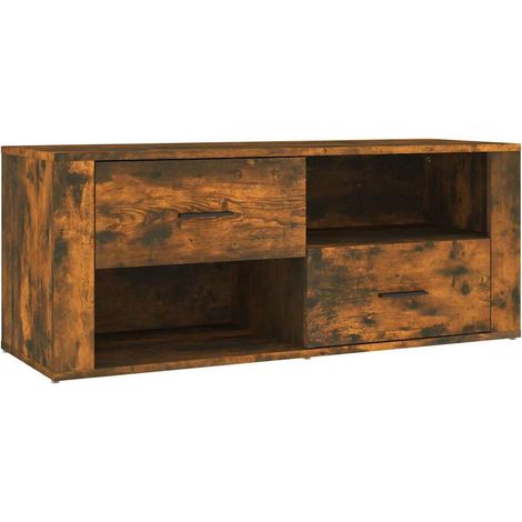 Meuble TV, Étagère TV, Meuble de Salon, Chêne fumé 100x35x40 cm Bois d'ingénierie OIB2862E (1/5)