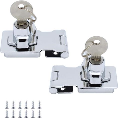(2 Pack) 4inch Metal Locking Hasp Door Bolt Latch Buckle with Padlock and Key - Chrome Hardware for Locking Shed Doors Cabinets Boxes Furniture (1/5)