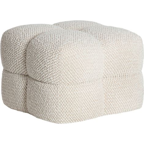Pouf repose pieds bouclette beige contemporain - beige (1/5)
