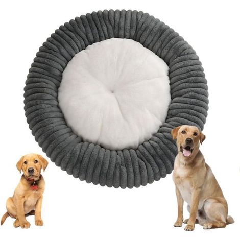 Panier pour chien en forme de donut - Panier pour chien - Canapé pour chien - Niche pour chien - Lit pour animaux - Tissu - Gris (1/5)