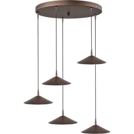 Lampe suspendue à 5 lumières Ceppo Brun cacao Ø 22cm rond - 2152-15-15-50-5-22 (1/3)