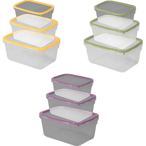 Set 3 Pezzi Frigobox Contenitori da Cucina Rettangolare Ermetico Colors (1/2)