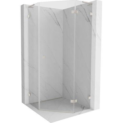 Mexen Lunar L cabine de douche pentagonale à charnière droite 100x100 cm, transparent, nickel brossé - 831L-100P-100L-97-00-P (1/5)