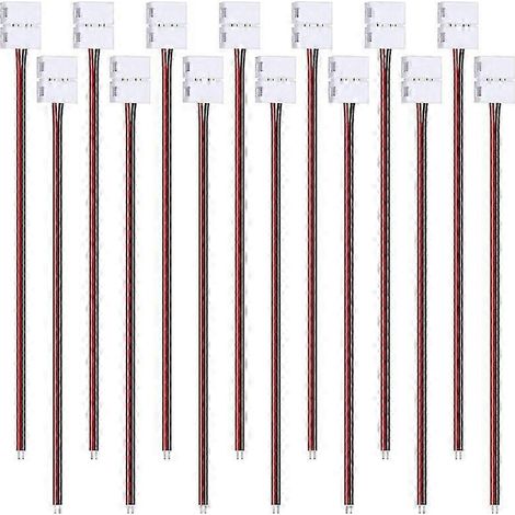 Lot de 24 connecteurs pour ruban LED 8 mm à 2 broches, compatibles avec les rubans LED SMD 3528/2835 monochromes flexibles de 8 mm de large. (1/5)