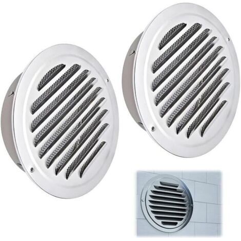 2 Pièces Grille Aération Ronde, 100mm Grille d'aération en Acier Inoxydable, Grille de Ventilation avec Filet Anti-insectes, Grille Ventilation Exterieur, pour Garage, Cuisine, Salle de Bain, Mur (1/5)