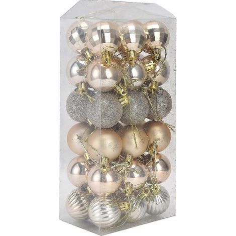 Boules de Noël, 36 boules de Noël, décorations incassables pour sapin, avec boucle de suspension pour les fêtes et les décorations de Noël ( (1/5)