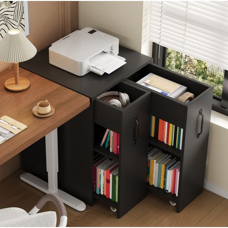 Mueble de almacenaje móvil con ruedas, 52 x 50 x 75 cm, negro HAVRYA (1/5)