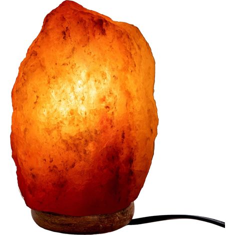 Lampe de Salt Range Pakistan. Poids de 2 à 3 kg, avec base en bois, câble et ampoule de 15W. Lampe relaxante pour bureau et table de chevet. (1/5)