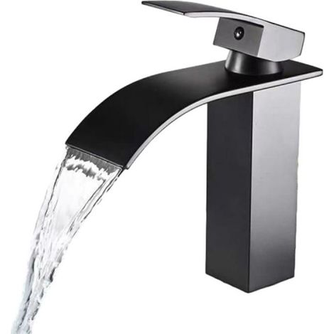 Robinet Lavabo - Cascade Noir - Acier Inoxydable 304 - Débit Contrôlé - Installation Facile - 1 Pièce (1/3)