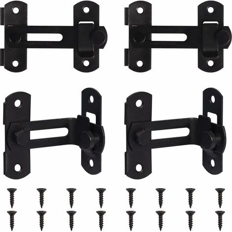 4er-Pack Edelstahl-Scheunentorriegel, französische Schiebetürriegel, 90-Grad-Sicherheitstürriegel für Badezimmer, Garten, Außengarage, Weinschrank, Schrank, Schiebetür, gebogene Tür