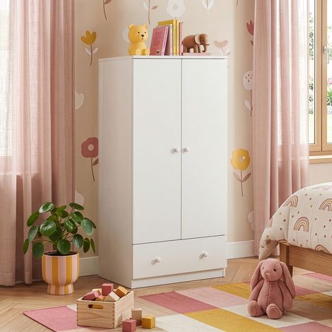 Kleiderschrank Beldinupp mit Schublade 123x60x40 cm Weiß [en.casa] (1/5)