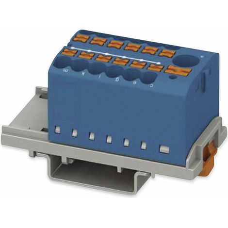 Bloc répartiteur PHOENIX CONTACT, 3273090, PTFIX 6/12X2,5-NS35 BU