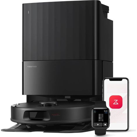 roborock QV 35A Saugroboter mit Wischfunktion&Hebarem Wischmopp,Anti-Tangle,8kPa,All-in-One Dock,Anti-Verfilzungsbürste, Hebarer Mopp, Reactive Tech,Schwarz