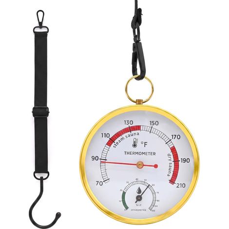 Thermomètre hygromètre 2 en 1 jusqu'à 120 °C avec crochet, compteur analogique rond pour la température et l'humidité, accessoire de sauna